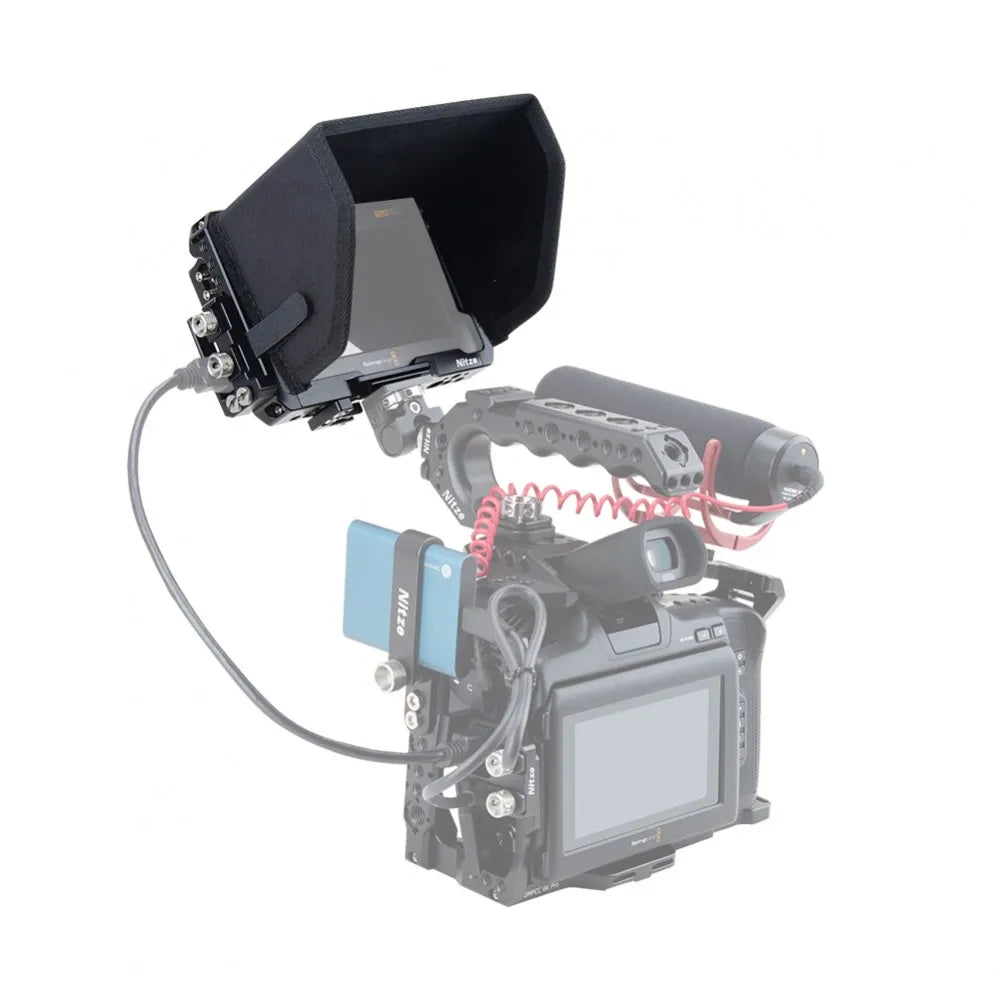 5 Inch Video Assist Monitor Cage Kit with Sunhood Mount