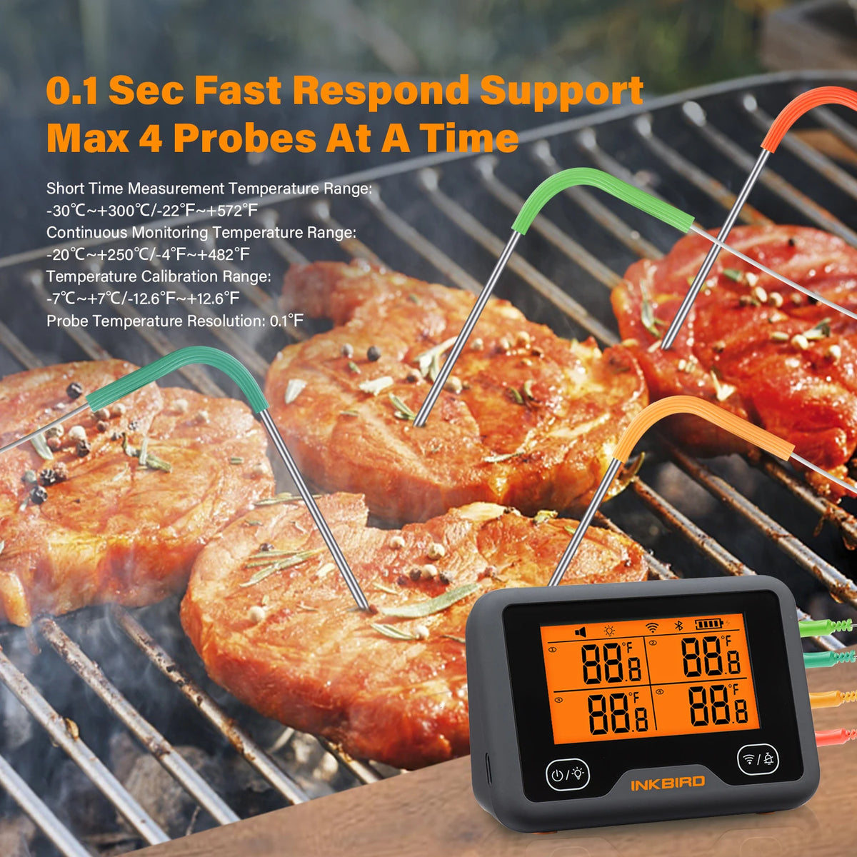 WiFi Meat Thermometer 4-Probe BBQ Digital Thermometer