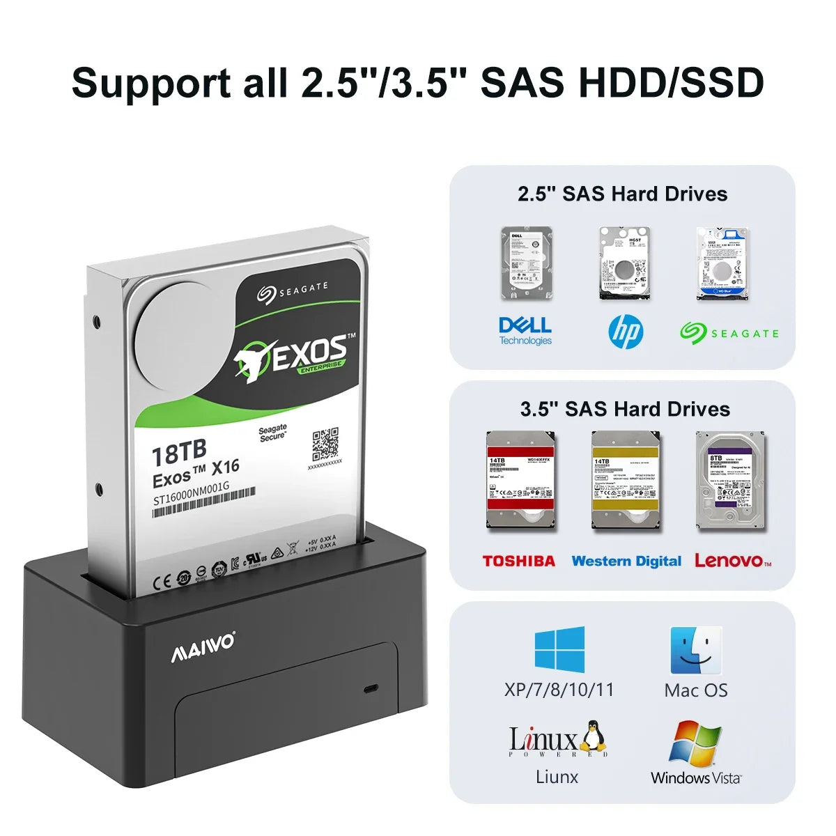 5Gbps HDD Docking Station 2.5/3.5 SATA USB Adapter