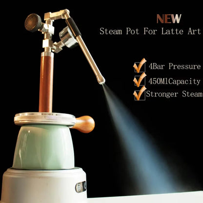 450ml Stainless Steel Milk Frothing Jug with Black Valve