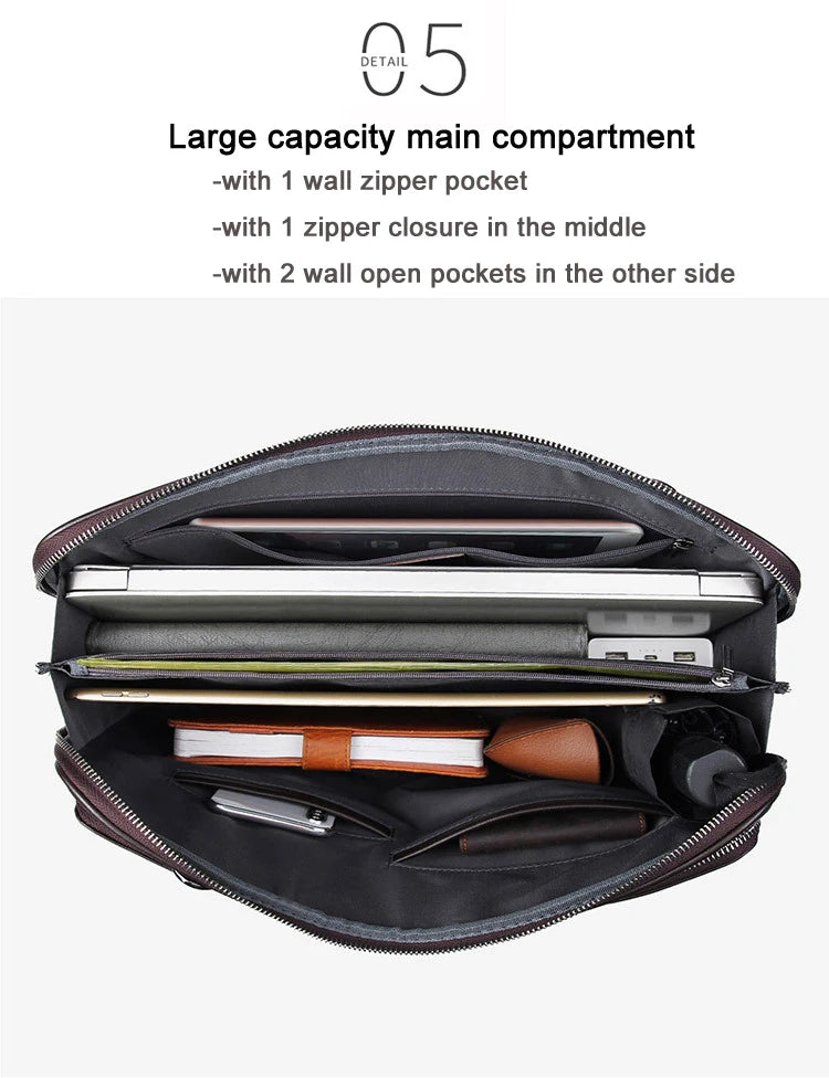 Genuine Leather 15.6" Laptop Briefcase Black