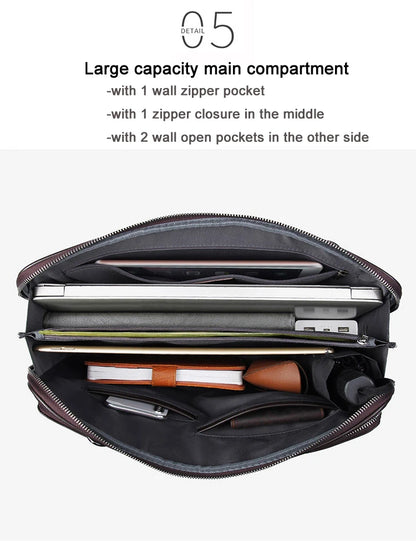 Leather Business Shoulder Bag 15.6" Black