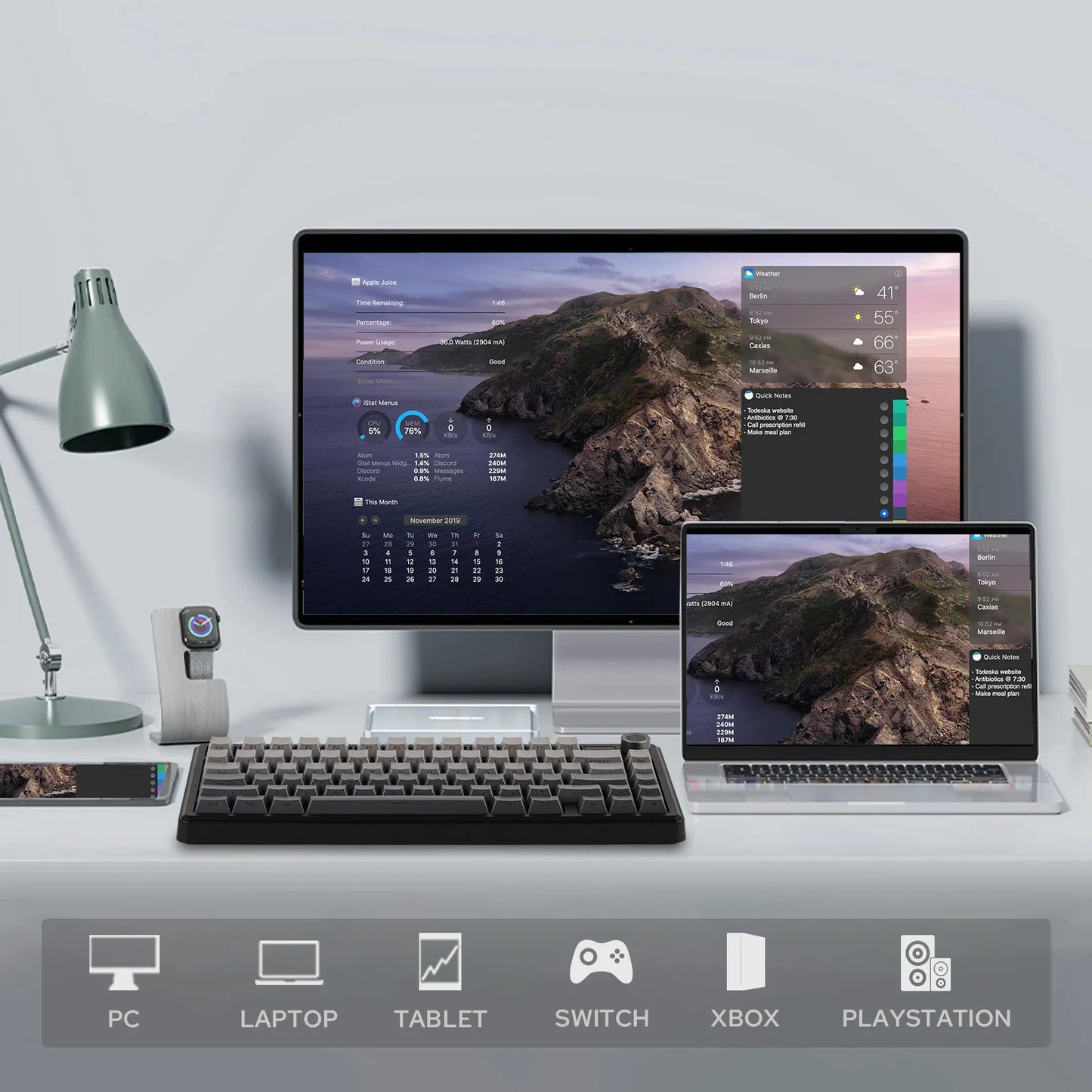 75% Wireless Mechanical Keyboard with TFT Screen and Knob