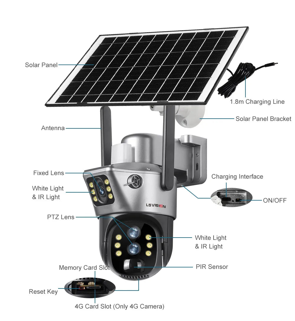 12MP 6K Solar PTZ Security Camera 10X Zoom