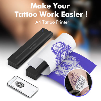 Mini Portable A4 Thermal Printer with 50 Tattoo Papers