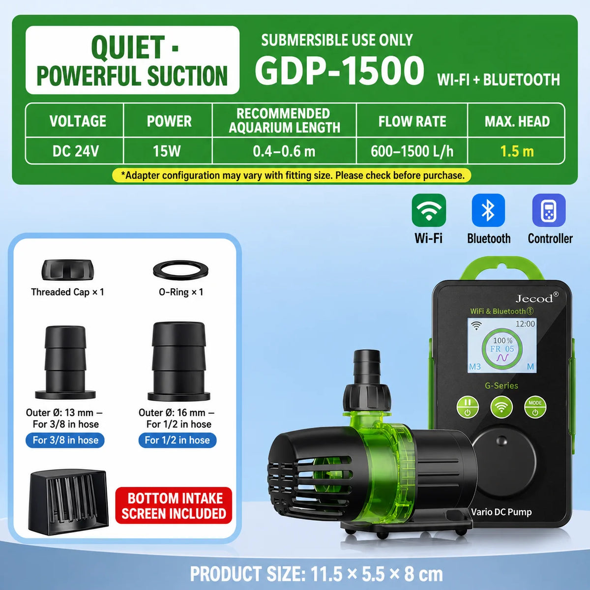 15W Smart DC Submersible Pump WiFi Bluetooth