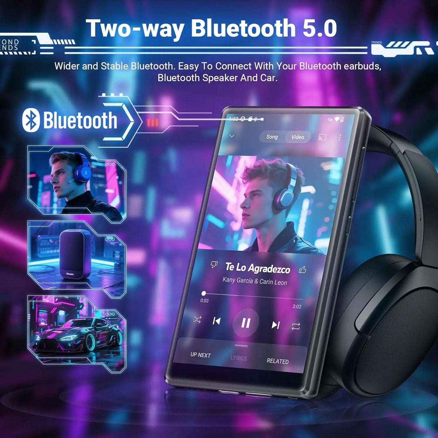 Portable MP3 Player 256GB with Android 13 and WiFi