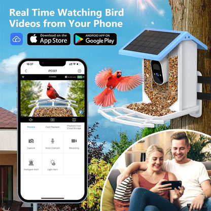 4G Smart Bird Feeder with 2.4K Camera Solar Powered