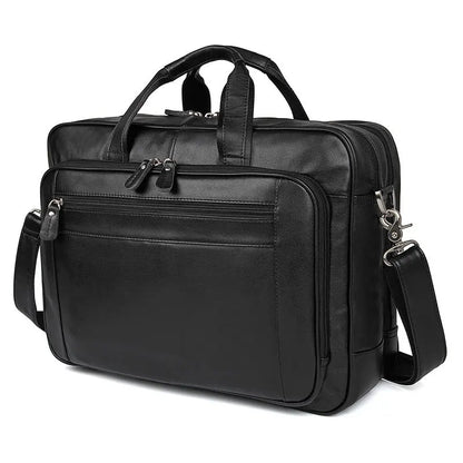 Men’s Black Leather Business Bag for 17" Laptop