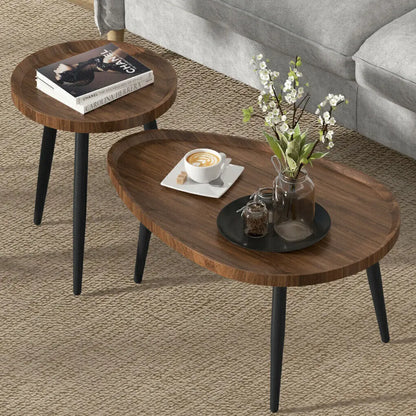Round Nesting Coffee Tables Set of 2 Rustic Modern