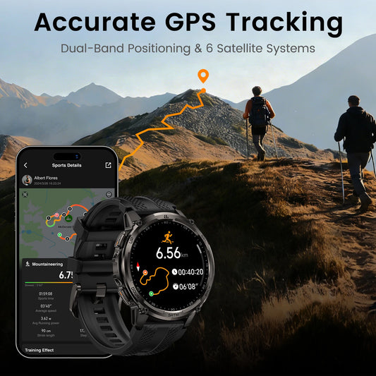 Military GPS Smartwatch Outdoor Rugged 5ATM Silver
