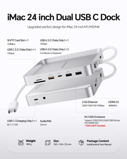 11in1 USB-C Dock with 4K HDMI 10Gbps USB & Ethernet