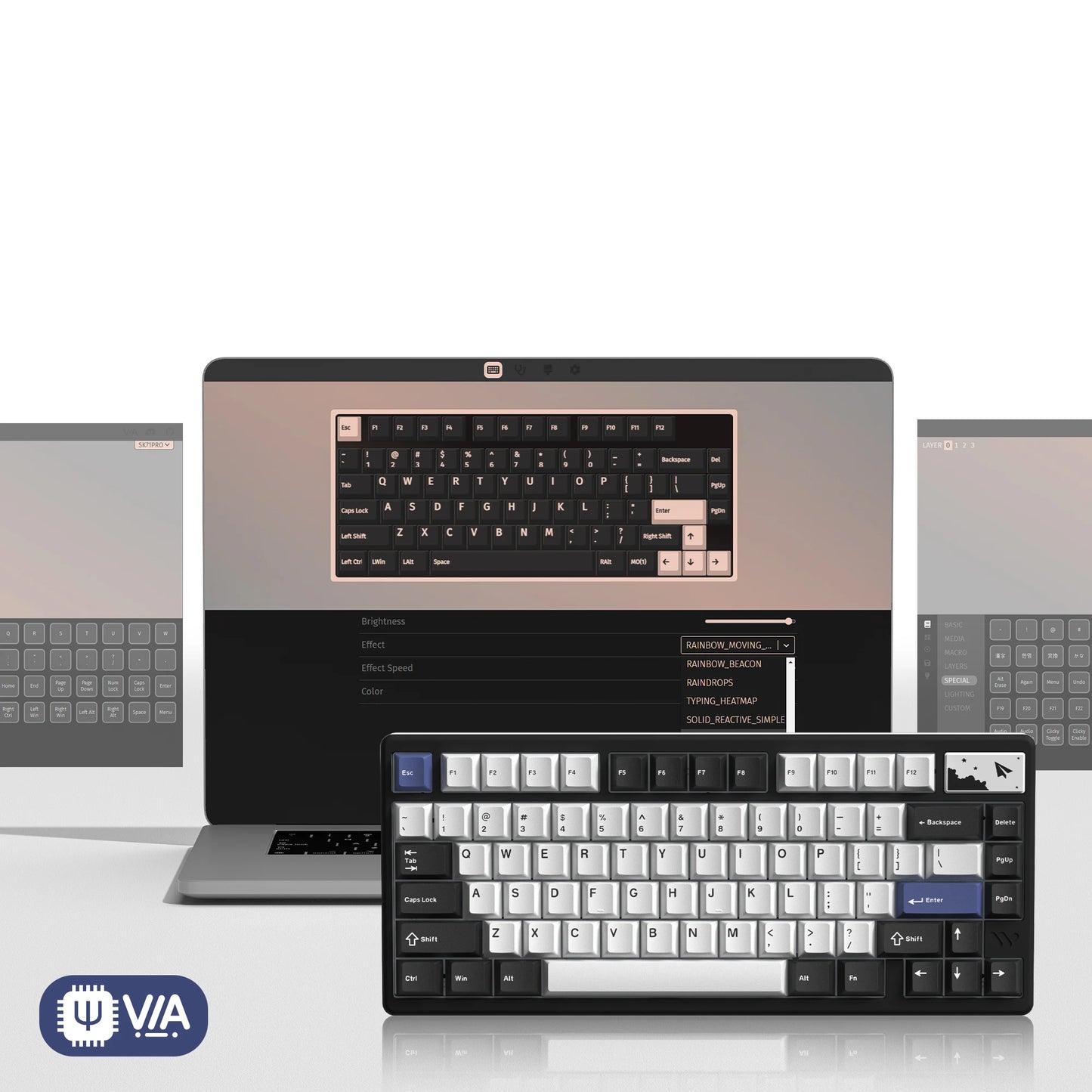 Wireless Mechanical Keyboard 75 Percent RGB Hot Swap Black