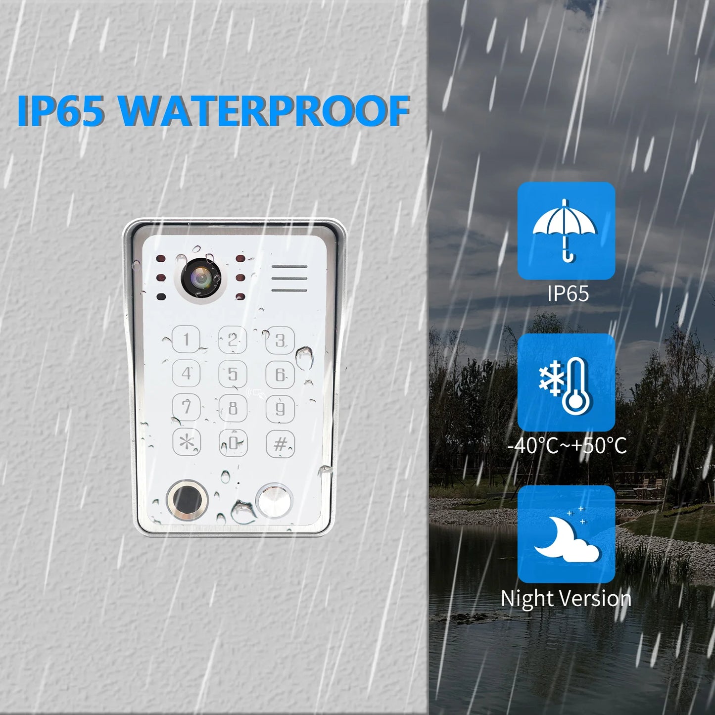 Wireless Smart Doorbell Camera Intercom with Fingerprint Unlock Black