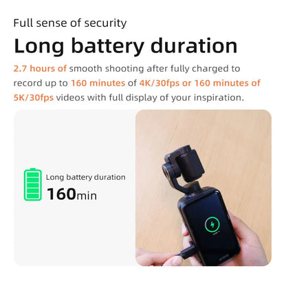 5K Pocket Vlogging Camera 3-Axis Stabilization Face Tracking