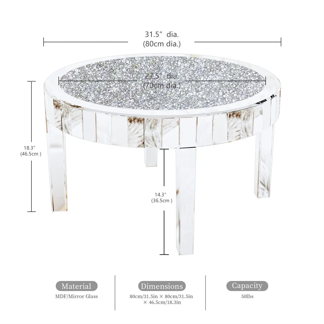 Modern Mirrored Side Table with Stylish Glass Surface
