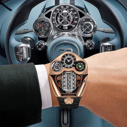 Luxury Men’s Stainless Steel Quartz Watch with Compass