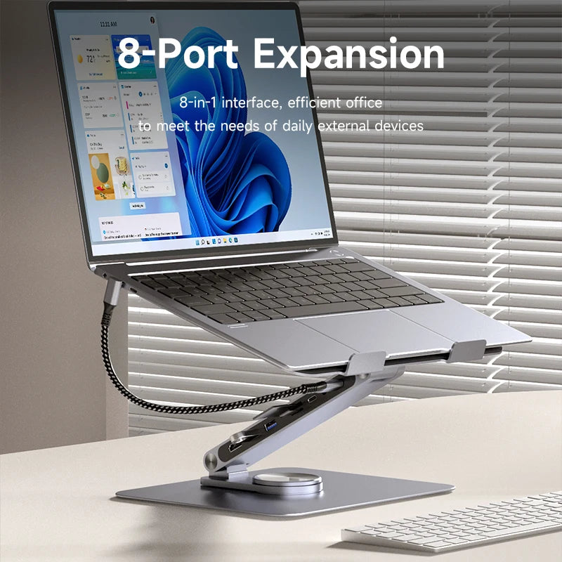 Adjustable Aluminium Laptop Stand with USB C Dock Hub