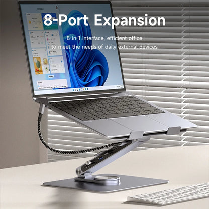 Adjustable Aluminium Laptop Stand with USB C Dock Hub