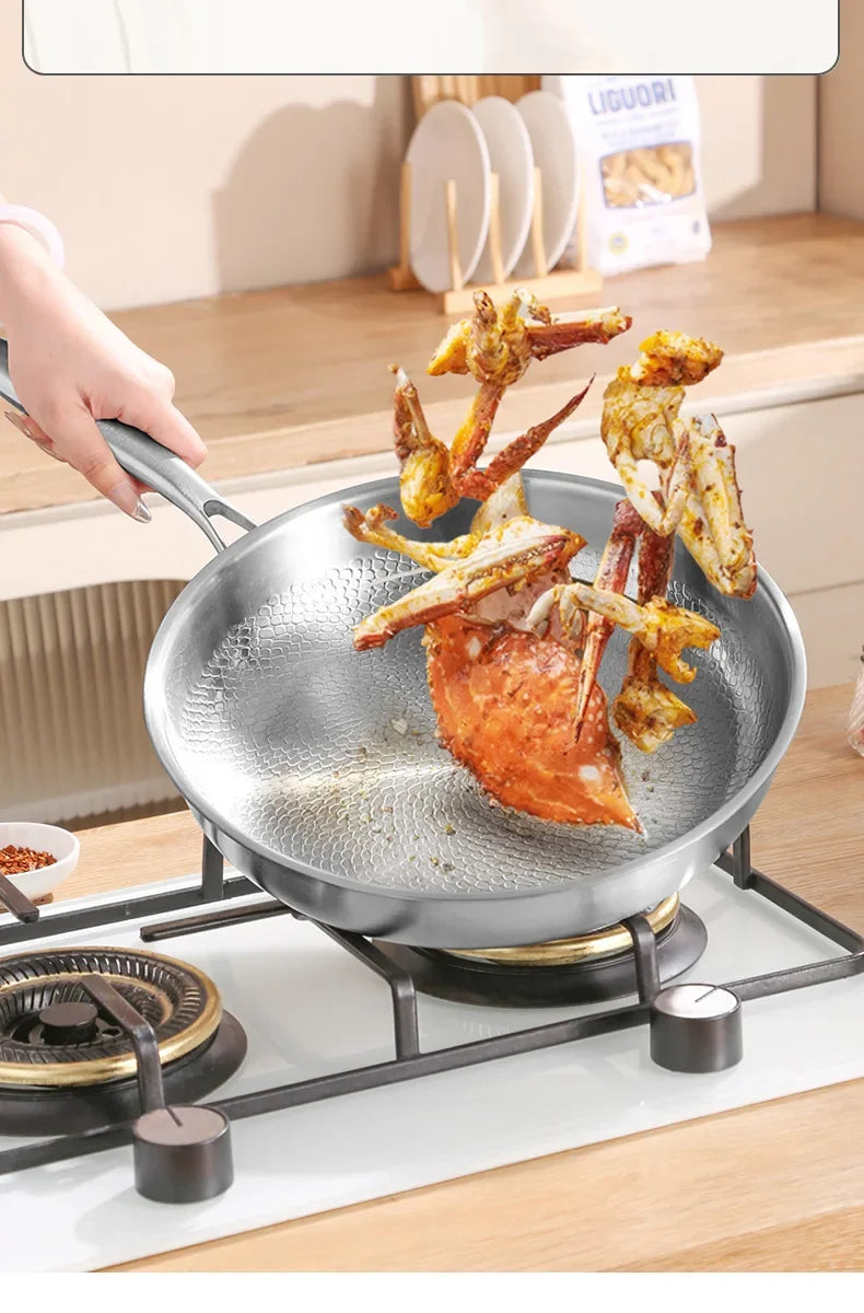 28cm Stainless Steel Flat Bottom Pan Non-Stick for Induction