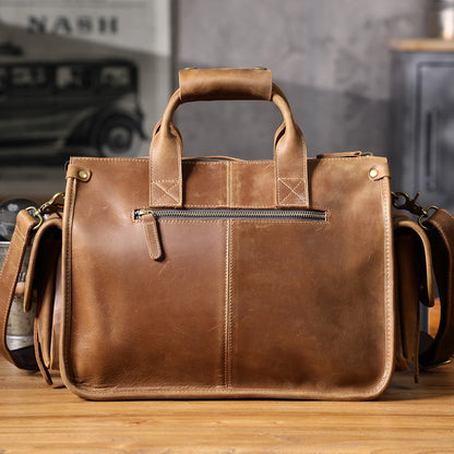 Premium Leather 14” Laptop Work Briefcase Bag