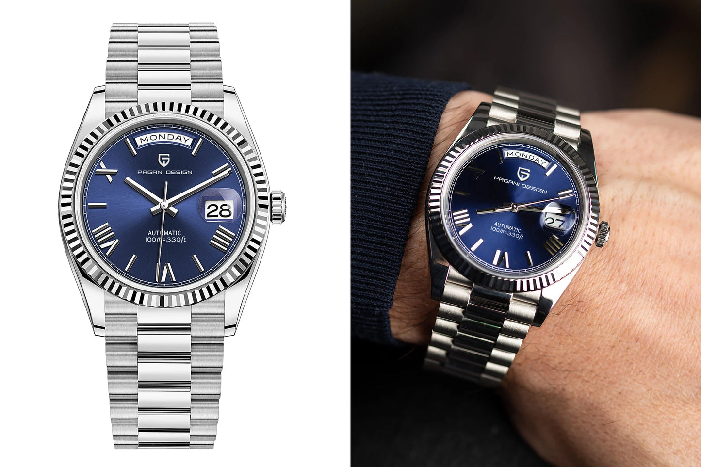 Classic Automatic Mens Watch Sapphire Glass Blue