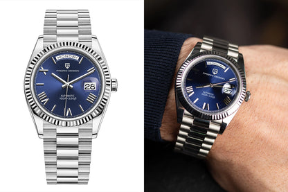 Classic Automatic Mens Watch Sapphire Glass Blue