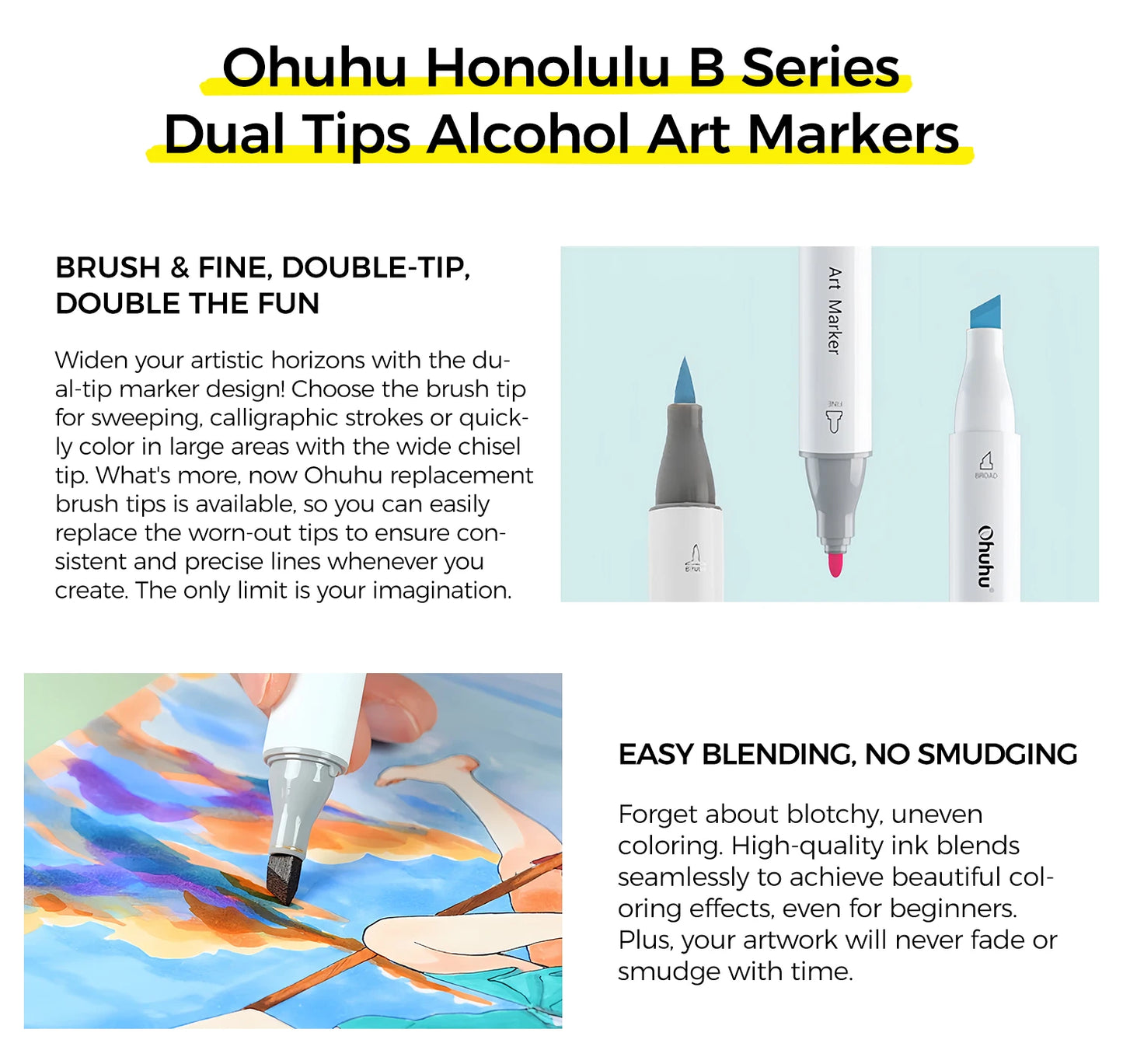 36 Color Skin Shade Alcohol Marker Drawing Set