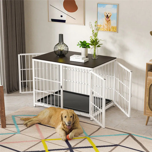 Heavy Duty Dog Crate End Table White M