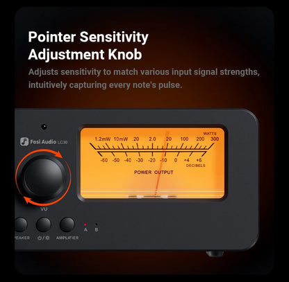 Stereo Amplifier Control Box with Dual Analog Meters