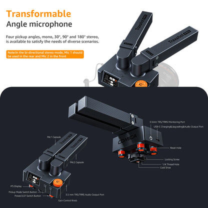 Transformable Shotgun Microphone for Camera Phone PC and Tablet