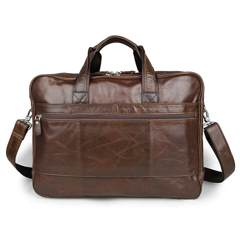 Work Briefcase with 17" Laptop Compartment Brown Leather