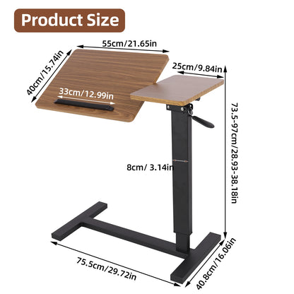Height Adjustable Bedside Table with Lockable Hidden Casters