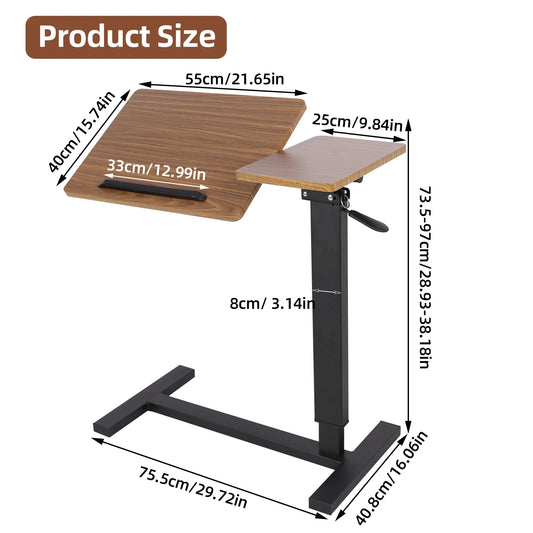 Height Adjustable Bedside Table with Lockable Hidden Casters
