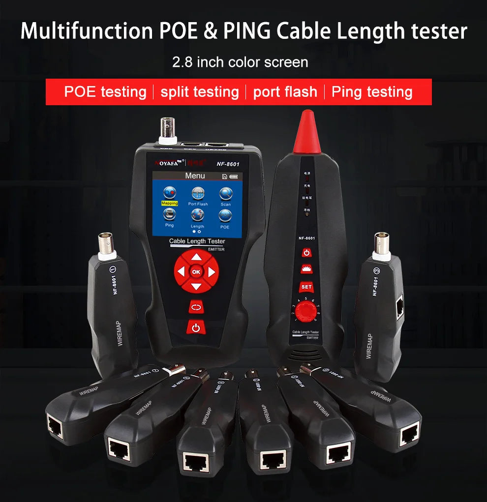 Multifunction Network Cable Tester with PoE and Wire Tracking
