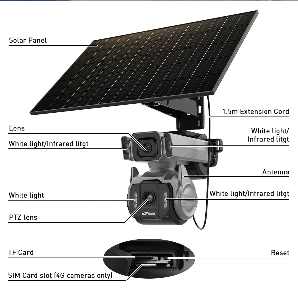 4G Outdoor Security Camera AI Tracking 12X Optical Zoom 32GB