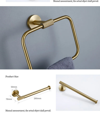 Gold Bathroom Accessories Set with Towel Bar and Hooks