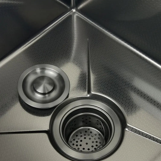 75x46cm Stainless Steel Kitchen Sink with Honeycomb Faucet