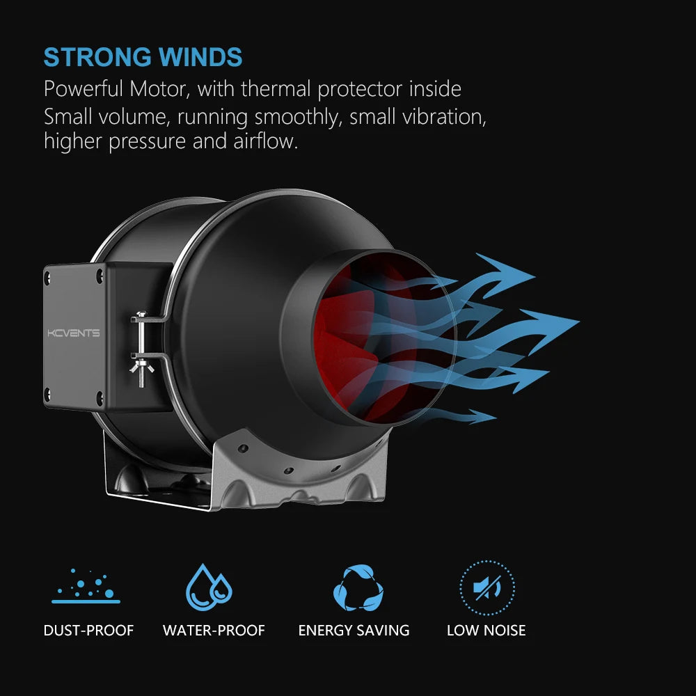 6 Inch Inline Exhaust Fan Adjustable Speed for Grow Tents