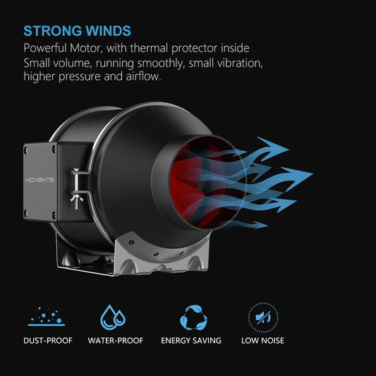 8 Inch Inline Fan with Manual Speed Control