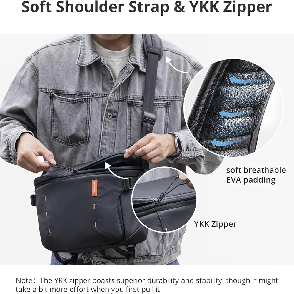 11L Camera Sling Bag Waterproof Crossbody for DSLR Black