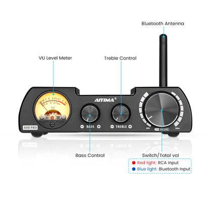 Portable HiFi Audio Amplifier 300W Bluetooth Bass Treble Control
