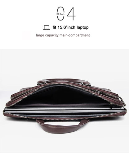 Genuine Leather 15.6" Laptop Briefcase Black