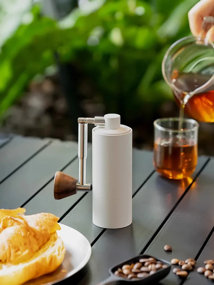 Mini Hand Coffee Grinder CNC Burr Stainless Portable White