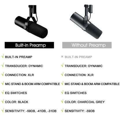 Dynamic Vocal Microphone with Built-In Preamp