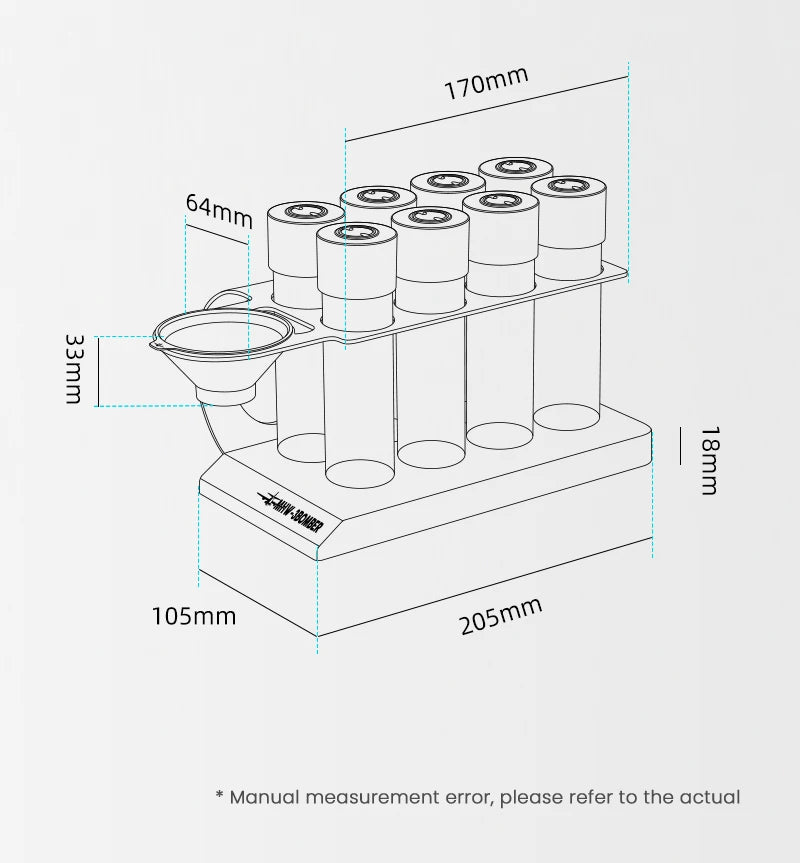 Coffee Bean Cellar Tubes Set with Exhaust Valves and Holder