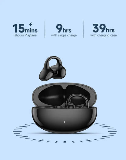 Black Open-Ear Earphones with Multipoint & Long Battery