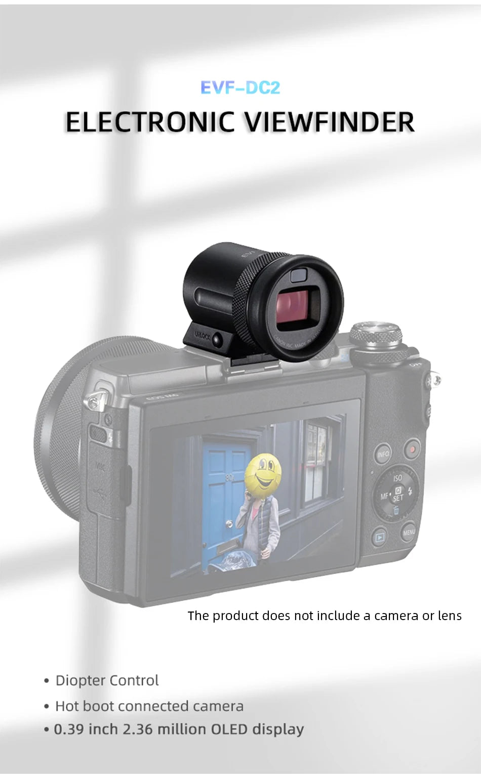 Portable Electronic Viewfinder EVF DC2 for Digital Cameras Black