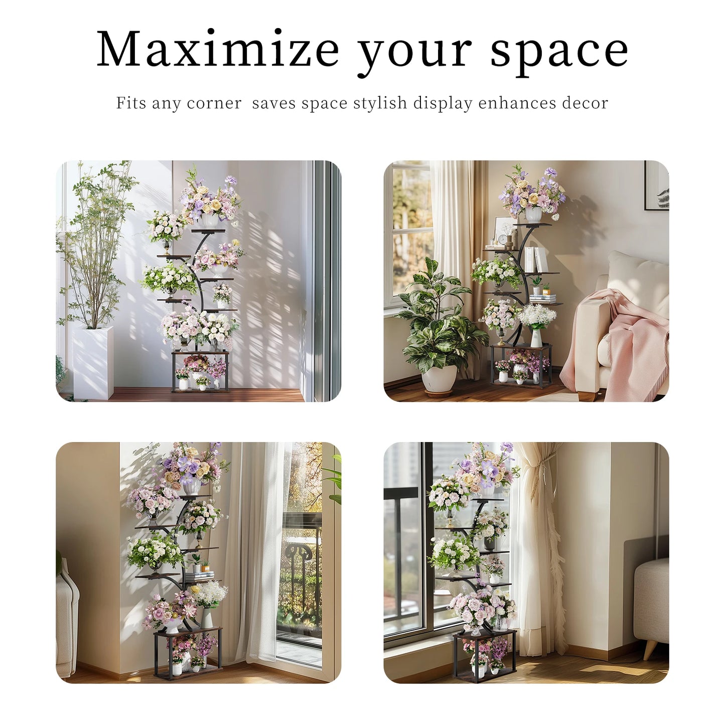 Tree Shaped Plant Stand with Multiple Display Shelves