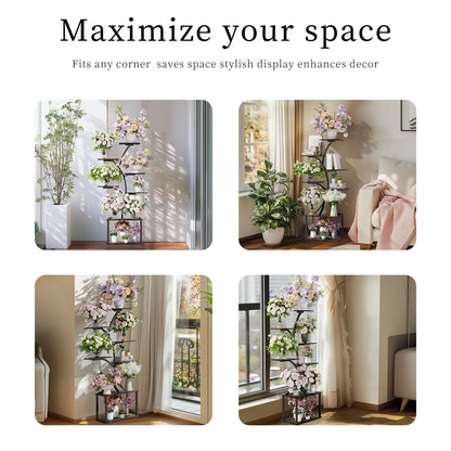 Tree Shaped Plant Stand with Multiple Display Shelves